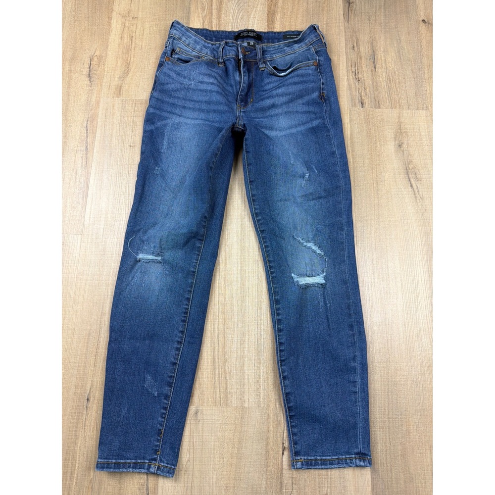Judy Blue Relaxed Fit Distressed Jeans Medium Wash Denim JB8271 DK Womens 29